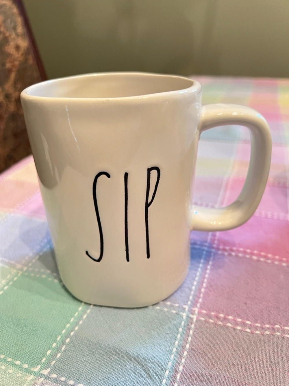 Magenta White Ceramic Mug with 'SIP' Text